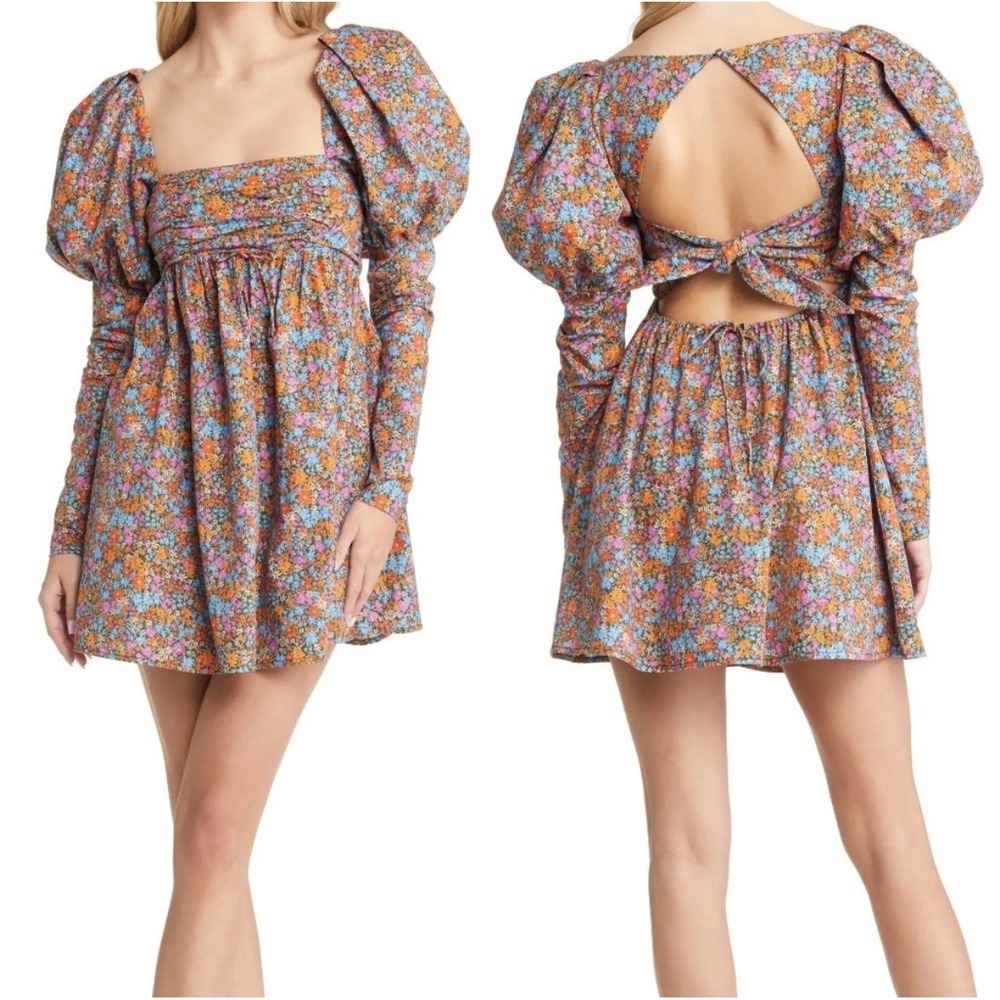 NWOT For Love & Lemons Brittany Mini Dress, Size Small, Floral Feminine Sexy
